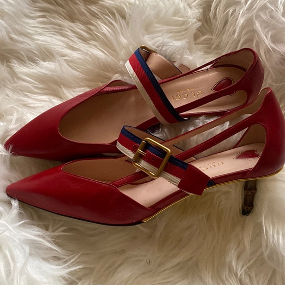 Gucci Shoes - NEW Gucci Red Sylvie Bamboo Heel